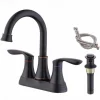 2-Handle 4-Inch Oil Rubbed Bronze Bathroom Faucet Bathroom Vanity Sink Faucets with Pop-up Drain and Supply Hoses
