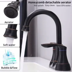 2-Handle 4-Inch Oil Rubbed Bronze Bathroom Faucet Bathroom Vanity Sink Faucets with Pop-up Drain and Supply Hoses