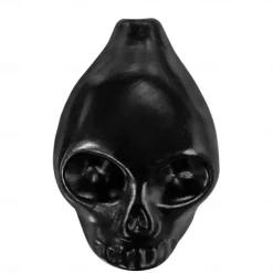 Handmade Aztec Death Whistle - Ceramic Skull-Shaped Wind Instrument Replica, Antique Yellow with Black & Orange Accents - Battery-Free Home Defense & Wild Beast Deterrent, Unique Gift for History Buff