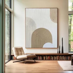 Handmade Beige Arch painting Wall Art Beige 3D Minimalist Texture Painting Beige Minimalist Wall Art A Pair Beige Painting Neutral Canvas Art