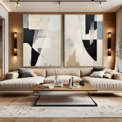 Handmade Beige White Black Minimal Art Beige White Wabi-sabi Wall ArtLarge Beige Abstract Wall ArtBlack Textured Art Oil Painting