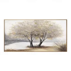 Handmade Canvas Wall Art Living Room Decorative Painting Modern Simple Sofa Background Wall Light Luxury Oil Painting Fortune Tree for Home Decor Rolled Frameless Unstretched Painting