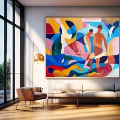 Handmade Colorful mordern firgure Oil Painting on Canvas Large hand painted Abstract Textured persons painting Wall Art Contemporary Minimalist artwork wall painting for Living Room bedroom home Decor