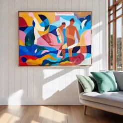 Handmade Colorful mordern firgure Oil Painting on Canvas Large hand painted Abstract Textured persons painting Wall Art Contemporary Minimalist artwork wall painting for Living Room bedroom home Decor