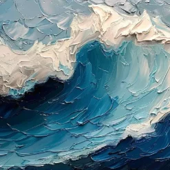 Handmade 3D Ocean oil painting handmade Wall Art Blue Huge Wave Oil Painting On Canvas Handpainted Sea Waves 3D Textured Abstract Painting Beach Landscape Sky oil painting for Living Room bedroom