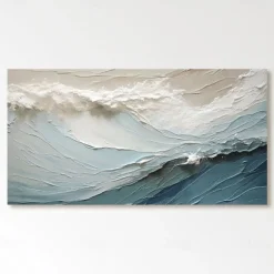 Handmade 3D Ocean oil painting handmade Wall Art Blue Huge Wave Oil Painting On Canvas Handpainted Sea Waves 3D Textured Abstract Painting Beach Landscape Sky oil painting for Living Room bedroom