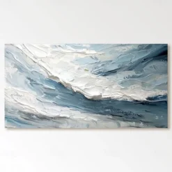 Handmade 3D Ocean oil painting handmade Wall Art Blue Huge Wave Oil Painting On Canvas Handpainted Sea Waves 3D Textured Abstract Painting Beach Landscape Sky oil painting for Living Room bedroom