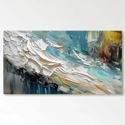 Handmade 3D Ocean oil painting handmade Wall Art Blue Huge Wave Oil Painting On Canvas Handpainted Sea Waves 3D Textured Abstract Painting Beach Landscape Sky oil painting for Living Room bedroom