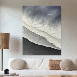 Handmade 3D wave oil painting handmade Wall Art Huge Wave ocean Oil Painting On Canvas Handpainted Sea Waves 3D Textured Abstract Painting Beach Landscape Sky oil painting for Living Room bedroom