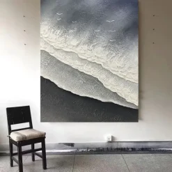 Handmade 3D wave oil painting handmade Wall Art Huge Wave ocean Oil Painting On Canvas Handpainted Sea Waves 3D Textured Abstract Painting Beach Landscape Sky oil painting for Living Room bedroom