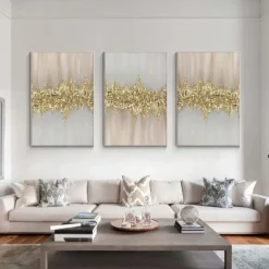 Handmade foil oil painting Pure Handpainted foil gold Oil Painting Gold Foil Cloud Sea Hanging Painting Black white Abstract painting For Home Decoration Painting Wall Art foil gold painting