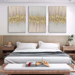 Handmade foil oil painting Pure Handpainted foil gold Oil Painting Gold Foil Cloud Sea Hanging Painting Black white Abstract painting For Home Decoration Painting Wall Art foil gold painting