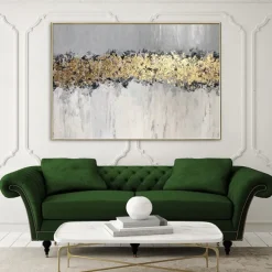 Handmade Gold blue Painting Hand Painted Oil Painting Wall Art Gold Foil Painting on Canvas Large Wall Art Texture contemporary art Home Decoration Rolled Canvas