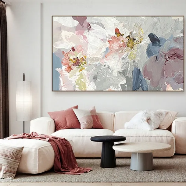 Handmade Hand Painted Oil Painting Wall Art Morandi color abstract painting Home Decoration Decor Rolled Canvas No Frame Unstretched