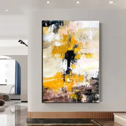 Handmade Hand Painted Oil Painting Storm Wall Art Dark Green Gold Foil Modern Minimalist Home Decoration Decor Rolled Canvas No Frame Unstretched