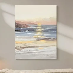 Handmade Hand Painted Oil Painting Wall Art Ocean Sunrise Landscape Home Decoration Decor Rolled Canvas No Frame Unstretched