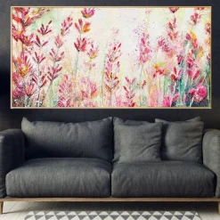 Handmade Hand Painted Wall Art White Flower Landscape Oil Painting on Canvas Large Abstract Modern Boho Floral Painting Home Decoration Decor Rolled Canvas No Frame Unstretched