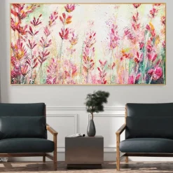 Handmade Hand Painted Wall Art White Flower Landscape Oil Painting on Canvas Large Abstract Modern Boho Floral Painting Home Decoration Decor Rolled Canvas No Frame Unstretched