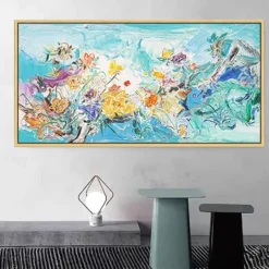 Handmade Hand Painted Wall Art White Flower Landscape Oil Painting on Canvas Large Abstract Modern Boho Floral Painting Home Decoration Decor Rolled Canvas No Frame Unstretched