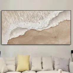Handmade Ocean Waves Thick Oil Paintings On Canvas Earth Tone Picture Brown Painting Textured Wall Art Wall Art Sofa No Frame