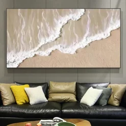 Handmade Ocean Waves Thick Oil Paintings On Canvas Earth Tone Picture Brown Painting Textured Wall Art Wall Art Sofa No Frame