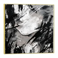 Handmade Oil Painting Acrylic Canvas Wall Art Decoration Minimal Black and White Abstract Texture for Home Decor Rolled Frameless Unstretched Painting