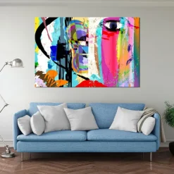 Handmade Oil Painting Canvas Wall Art Decoration Nordic Fashion Graffiti Art Color Figures for Home Decor Rolled Frameless Unstretched Painting