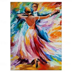 Handmade Oil Painting Canvas Wall Art Decoration Brilliant Colours Figure Abstract Tango Dance for Home Decor Rolled Frameless Unstretched Painting
