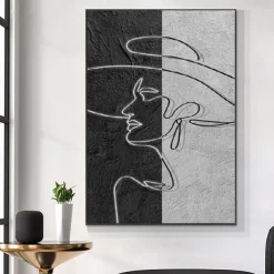 Handmade Oil Painting Canvas Wall Art Decoration Figure Abstract Simple Black and White Texture for Home Decor Rolled Frameless Unstretched Painting