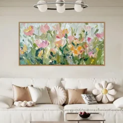Handmade Oil Painting Canvas Wall Art Decoration Little Fresh Style Modern Abstract Texture Flowers Plants Partysu for Living Room Home Decor Rolled Frameless Unstretched Painting