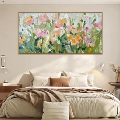Handmade Oil Painting Canvas Wall Art Decoration Little Fresh Style Modern Abstract Texture Flowers Plants Partysu for Living Room Home Decor Rolled Frameless Unstretched Painting