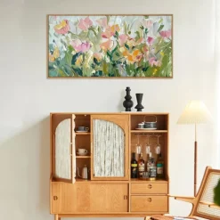 Handmade Oil Painting Canvas Wall Art Decoration Little Fresh Style Modern Abstract Texture Flowers Plants Partysu for Living Room Home Decor Rolled Frameless Unstretched Painting