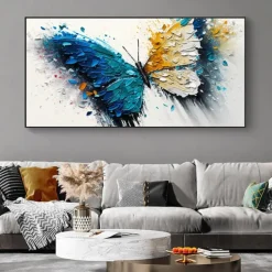 Handmade Oil Painting Canvas Wall Art Decoration Modern Animal Abstract Colorful Butterfly for Living Room Home Decor Rolled Frameless Unstretched Painting
