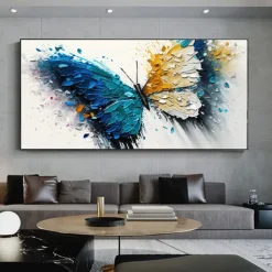 Handmade Oil Painting Canvas Wall Art Decoration Modern Animal Abstract Colorful Butterfly for Living Room Home Decor Rolled Frameless Unstretched Painting