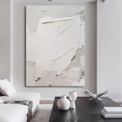 Handmade Oil Painting Canvas Wall Art Decoration Simple Abstract Texture White for Home Decor Rolled Frameless Unstretched Painting