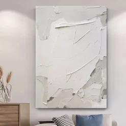 Handmade Oil Painting Canvas Wall Art Decoration Simple Abstract Texture White for Home Decor Rolled Frameless Unstretched Painting