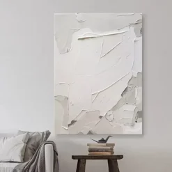 Handmade Oil Painting Canvas Wall Art Decoration Simple Abstract Texture White for Home Decor Rolled Frameless Unstretched Painting