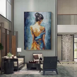 Handmade Oil Painting Canvas Wall Art Decoration Modern Abstract Figure Portrait Girl's Back for Home Decor Rolled Frameless Unstretched Painting