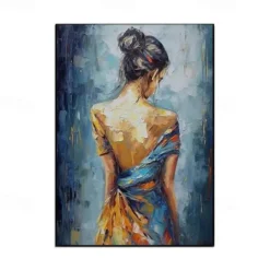 Handmade Oil Painting Canvas Wall Art Decoration Modern Abstract Figure Portrait Girl's Back for Home Decor Rolled Frameless Unstretched Painting