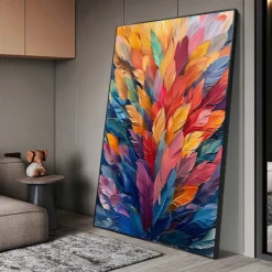 Handmade Oil Painting Canvas Wall Art Decor Original Colorful Plants Painting Abstract Tropical Flower Painting Home Decor With Stretched Frame Without Inner Frame Painting
