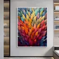 Handmade Oil Painting Canvas Wall Art Decor Original Colorful Plants Painting Abstract Tropical Flower Painting Home Decor With Stretched Frame Without Inner Frame Painting