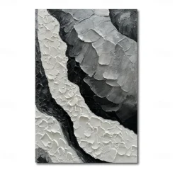 Handmade Oil Painting Canvas Wall Art Decoration Abstract Texture Black White and Grey for Home Decor Rolled Frameless Unstretched Painting