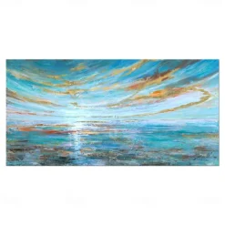 Handmade Oil Painting Canvas Wall Art Decoration Modern Texture Sunset Beach Abstract Landscape for Living Room Home Decor Rolled Frameless Unstretched Painting