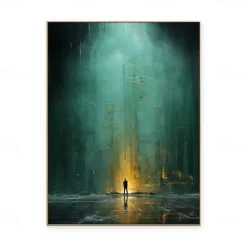Handmade Oil Painting Canvas Wall Art Decoration Contemporary Green Abstract Ray of Hope for Home Decor Rolled Frameless Unstretched Painting
