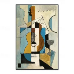 Handmade Oil Painting Canvas Wall Art Decoration Picasso Style Abstract Musical Violin for Home Decor Rolled Frameless Unstretched Painting