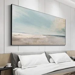 Handmade Oil Painting Canvas Wall Art Decoration Abstract Seascape Painting Beach Ocean for Home Decor Rolled Frameless Unstretched Painting