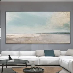 Handmade Oil Painting Canvas Wall Art Decoration Abstract Seascape Painting Beach Ocean for Home Decor Rolled Frameless Unstretched Painting