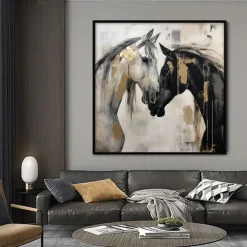 Handmade Oil Painting Canvas Wall Art Decoration Modern Simple Style Steed for Home Dance Studio Decor Rolled Frameless Unstretched Painting