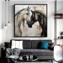 Handmade Oil Painting Canvas Wall Art Decoration Modern Simple Style Steed for Home Dance Studio Decor Rolled Frameless Unstretched Painting