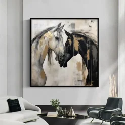 Handmade Oil Painting Canvas Wall Art Decoration Modern Simple Style Steed for Home Dance Studio Decor Rolled Frameless Unstretched Painting